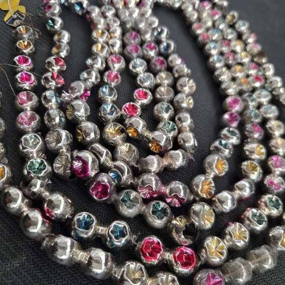 Vtg Mercury Glass 8ft (96") Christmas Beads Double Indent Multicolor Garland - Picture 2 of 9